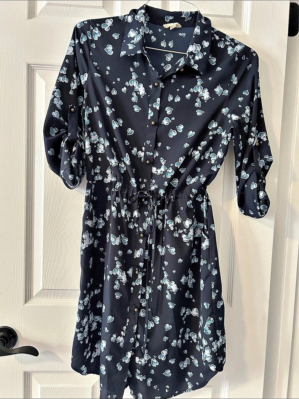 maison Jules Floral Midi Dress in Navy & Blue Size Medium